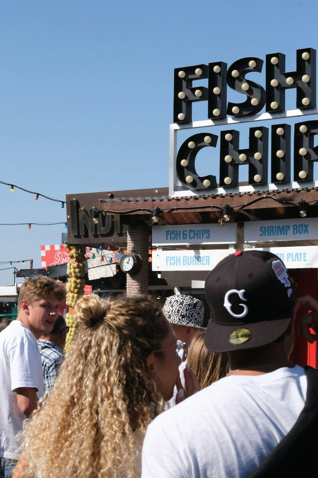 Customers lining up at a harbor fish stall in Denmark